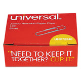 Universal 72240 Nonskid Paper Clips, Wire, Jumbo, Silver, 1000/Pack