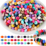 Kovict 300Pcs 12mm Silicone Lentil Beads, Silicone Spacer Beads for Necklace Bracelet Keychain Pens Craft(Multicolor)