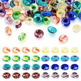 Boutigem 80Pcs Two Tone Glass European Beads Colorful Large Hole Beads Faceted Rondelle Slide Charms Crystal Spacer Bead No Meta