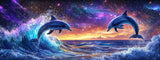 Yomiie Large 5D Diamond Art Kits for Adults, Dolphins Diamond Painting Art Landscape DIY Full Round Drill Kits, Embroidery Rhine