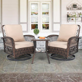 VINGLI 3 Pieces Patio Furniture Set, Patio Swivel Rocking Chairs Set of 2, Outdoor Bistro Set Swivel Rocker, Outdoor Porch Chair