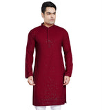 DIVISIVE Men's Sequince Embroidered Cotton Blend Only Kurta (DKRT2_XL_Maroon)