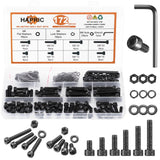 172 Pcs M6 Screws Assortment Kit, M6x 8/10/12/16/20/25/30/35mm M6 Bolts Kit 12.9 Alloy Steel Nuts and Bolts Assortment Kit Black