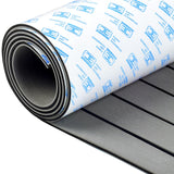 OCEANBROAD Boat Flooring EVA Foam Self-Adhesive 96''x28.8''x2 Pack Faux Teak Marine Boat Decking Sheet for Jon Boats Yacht Floor