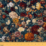 Erosebridal Flowers Garden Floral Orange Red Girls Fabric by The Yard 10 Yards | Romantic Botanical Leaves Upholstery Fabric for