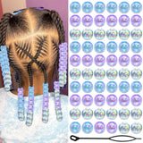 VENOFEN 60PCS AB Hair Beads Blue&Purple&Clear Round Pony Bead for Hair Dreadlock Transparent Mixed Color Loc Beads Jewelry Hair
