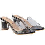 Shoetopia Womens/Girls Black Transparent Solid Block Heels,Black,4,B09NC13XSW
