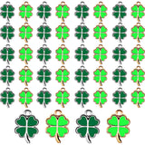 60 Pieces St Patrick's Day Shamrock Charms Pendants Four-Leaf Clover Charms Shamrock Lucky Resin DIY Jewelry Ornaments for Neckl