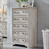 T4TREAM Farmhouse 5 Drawers Dresser for Bedroom, 48 Tall Wood Rustic Chest of Drawers with Natural Texture, Vintage Design, Stor