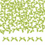 Meseey 100 Pcs Mini Apple Green Satin Ribbon Bows with Tape 1.5 Inch Self Adhesive Craft Bows Flowers Appliques DIY Craft for Se