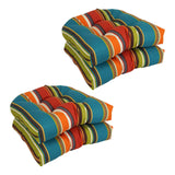 Blazing Needles Outdoor Rounded Back Chair Cushion,Westport Teal, 19 x 19 4 Count