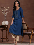 Libas Women'S Viscose Rayon Ethnic Motifs Straight Kurta (26822R Blue Blue Xs