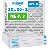 Aerostar 20x20x2 MERV 8 - 4 Count - High Efficiency Pleated HVAC, Furnace & Air Conditioner Filters - Removes Dust, Lint, Mold &