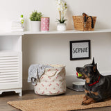 Bone Dry Pet Storage Collection Paw And Bone Print, Rose, Medium Round