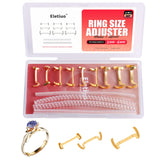 ELETIUO 13 Pack Filled Gold Metal Ring Guard with 4 Sizes Spirals,Invisible Ring Size Adjuster Set for Loose Rings,Ring Guard, R