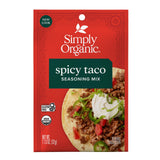 Simply Organic Spicy Taco Seasoning Mix, Vegan Friendly, Kosher, USDA Certified Organic, Gluten Free & Non-GMO, 1.13 Ounce (Pack