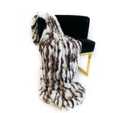 Plutus White Charcoal Snow Chinchilla Faux Fur Luxury Throw Blanket 60In X 96In