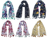 Fusfus WomenS Printed Chiffon Scarves And Stoles, Free Size(Multicolour, Fs1818) Pack Of 6 (Multicolor4)
