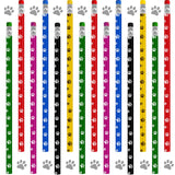 Censen 24 Pieces Operation Christmas Gifts Paw Print Pencil Eraser Sets 6 Colors Wooden Pencils for Kids Dog Themed Birthday Par