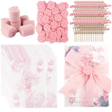 YouxuanAio 50 Set Wedding Invitations Wraps Set Pre Folded Vellum Jackets for 5 X 7 Invitations Wax Seal Stickers Dried Flowers