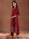 Libas Women'S Chanderi Silk Kurta Set (49450 Maroon 3Xl