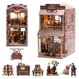 Wondyland Book Nook Kit - DIY Miniature House & Dollhouse Alley Model Kit, Puzzle Bookshelf Library Decor with LED Light, Craft