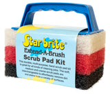 STAR BRITE Multi-Texture Scrub Pad Kit with Interchangeable Handle - Ideal for Boats, Home, and Outdoor Cleaning - Includes Fine