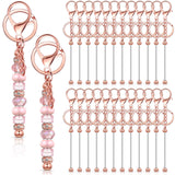 Tondiamo 24 Pcs Beadable Keychain Bars Bulk Beads for Keychain Making Kit Gifts for Women Men DIY Crafts(Rose Gold)