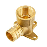 (Pack of 8) Pex Barb Crimp Brass Fittings 1/2 Inch x 1/2 Inch Female NPT Drop-Ear Elbow Adapter