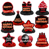 Happy Birthday Red and Black Table Honeycomb Centerpieces Balloons Theme Decor Table Decorations Table Toppers for Women Princes