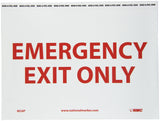 NMC M34P EMERGENCY EXIT ONLY Sign 10 in. x 7 in. Adhesive Backed Vinyl Exit Sign with Red Text on White Base