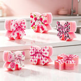 Bulimumu 3Layer Pink Bow Kitchen Sponges, Faucet Mountable Dish Scrubbers, Swedish Dishcloth + Soft Sponge + Smart Temperature