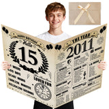 Uiorgui Large 15th Birthday Cards for Boys Girls, Vintage 2011 Happy 15th Birthday Greeting Card with Envelope Jumbo Fifteen Gue