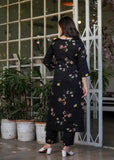 Wedani Silk Blend Floral Printed Kurta Set With Dupatta For Women Black,BLACK,M,Silk Blend,A-Line,