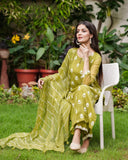Gosriki Women'S Cotton Blend Embroidered Straight Kurta With Pant & Dupatta (Chakdol-Mahendi-Gs_S_Green_Small),Green,,B0CP2MP24N