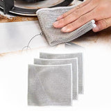 QFSH 3Pcs Wire Dishwashing Rag Cloths Multipurpose Metal Wire Cleaning Cloths Dish Rags Cloths for Washing Dishes NonStick Cook