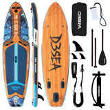 D3SEA 11'35 Extra Wide Inflatable Paddle Board with Non-Slip EVA Deck & Accessories Kit, Stable All Around SUP for All Skill Lev
