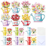Gueevin 18Piece Set Watering Can Flowers Card Making Kit For Card Making Accessories & Crafts With Sticky Foam Pads, Handmade D