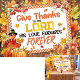 Fall Thanksgiving Backdrop Give Thanks to The Lord Photography Background Give Thanks Thanksgiving Harvest Day Party Decorations
