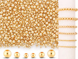 DUQGUHO 1500 Pcs Gold Spacer Beads - 8mm, 6mm, 4mm for Stackable Bracelets - Smooth Round Loose Plastic Copper Beads - Bulk