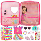 AK KYC Dolls Carrier Bag Set for 18 inch American Doll, Clothes and Accessories Including 18 Inch Doll Clothes, Shoes, Sunglasse