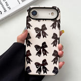 QLTYPRI Case for iPhone Air, Aesthetic Black Ribbon Bow Phone Case for Girls Women, Protective Hybrid 2-Layer Hard Shell Silicon