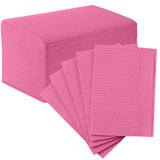 JMU Dental Bibs 50 Pack, 2-Ply Paper 1-Ply Film, Dental Bibs Disposable 13 x 18, Fuchsia