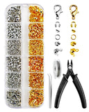 YETOOME 1200 Pcs Crimp Beads Kit for Jewelry Making, Including Crimp Beads, Covers, Tubes, Wire Guardians, Lobster Clasps, Jump