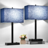 Lynnoland 21 Set of 2 Bedside lamp with USB A+C & AC Outlets, Touch Control 3-Way Dimmable Nightstand Lamps for Bedroom Living R
