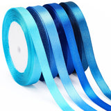 DECYOOL 4 Rolls 100 Yards Blue Satin Ribbons for Gift Wrapping, 10mm Wide Assorted Shades of Blue Thin Ribbon for DIY Crafts Wed