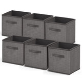 Nestl Foldable 6 Cube Storage Organizer Bins, Fabric Storage Cubes, Grey, 11-Inch