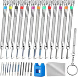 13PCS Professional Watch Screwdriver Set, AOMISIV Micro Precision Glasses Repair Kit, with 13PCS 0.62.0MM Extra Replace Blades,