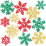 Whaline 48Pcs Christmas Snowflake Cut-Outs Glitter Red Green Gold Cutouts Double-Sided Cut-Outs with Glue Point for Xmas Winter