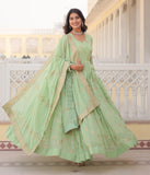 Wedani Georgette Sequins Embroidery Work Anarkali Kurta Set For Women (In Alpha L Regular Green),GREEN,L,Georgette,anarkali,
